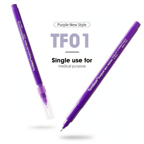 3Pcs Professional Purple Surgical Tip Skin Marker Pen Sterile Tattoo Stencil Markers Pen with Paper Ruler for Eyebrow, Lips - Individually Wrapped with Paper Ruler (2 Single Head +1 Double Head)-8