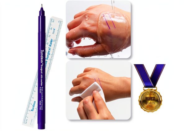 Professional Surgical Skin Marker Pen TONKAUS 6Pcs Ink 0.5mm & 1mm-2
