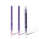 3Pcs Professional Purple Surgical Tip Skin Marker Pen Sterile Tattoo Stencil Markers Pen with Paper Ruler for Eyebrow, Lips - Individually Wrapped with Paper Ruler (2 Single Head +1 Double Head)-0