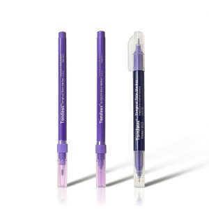 3Pcs Professional Purple Surgical Tip Skin Marker Pen Sterile Tattoo Stencil Markers Pen with Paper Ruler for Eyebrow, Lips - Individually Wrapped with Paper Ruler (2 Single Head +1 Double Head)-0