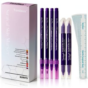 Professional Surgical Skin Marker Pen TONKAUS 6Pcs Ink 0.5mm & 1mm-0