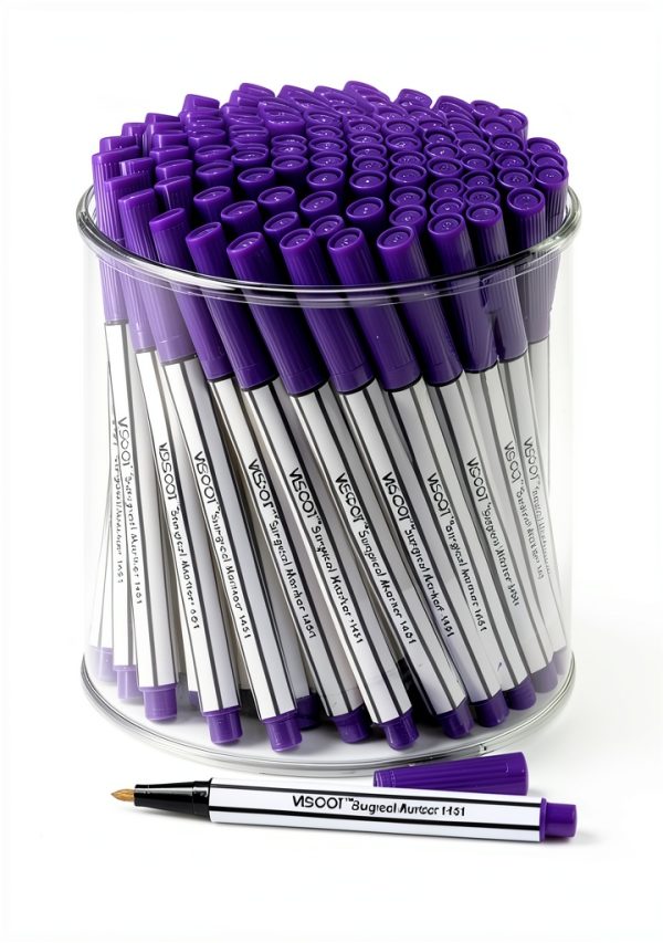 Viscot FINE TIP 100 Mini Piercing & Tattoo Skin Markers in Case Purple Ink-0