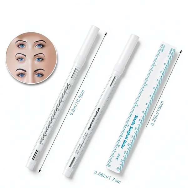 Microblading Marker Pen 8pcs White SingleHead Marker Ruler by Maitys-1