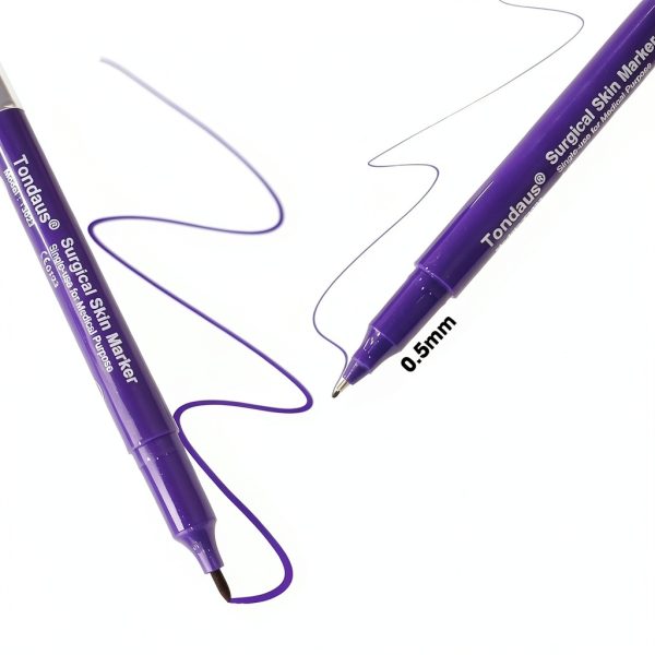 3Pcs Professional Purple Surgical Tip Skin Marker Pen Sterile Tattoo Stencil Markers Pen with Paper Ruler for Eyebrow, Lips - Individually Wrapped with Paper Ruler (2 Single Head +1 Double Head)-2