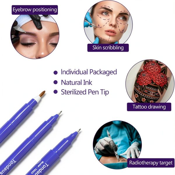 Professional Surgical Skin Marker Pen TONKAUS 6Pcs Ink 0.5mm & 1mm-3