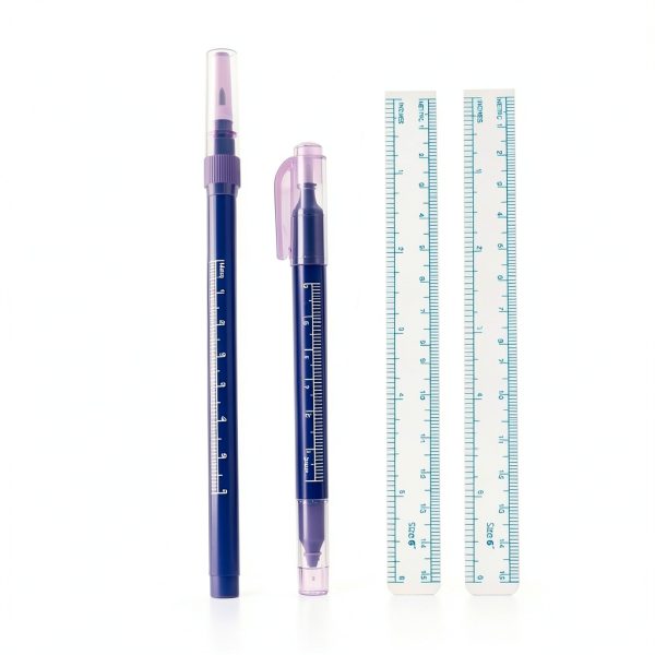 3 Pcs Surgical Skin Marker Pen, Professional Sterile Tip Tattoo Stencil Markers Pen Scribes ，(0.5mm,1mm) with Paper Ruler (2 Single Head +1 Double Head)-0